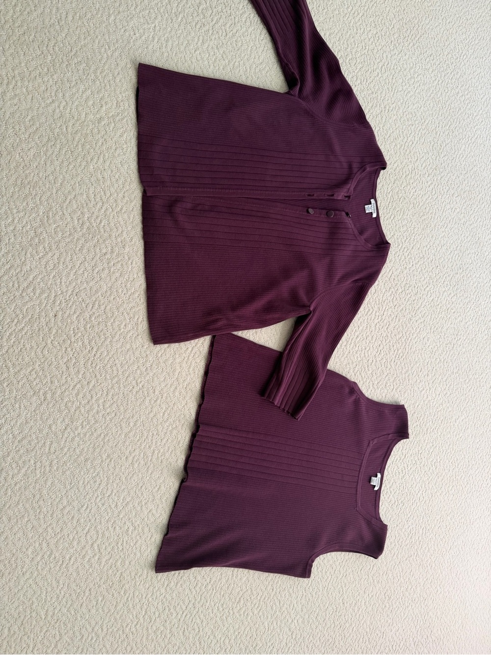 Women's Ribbed Two-Piece Sweater Set - Plum